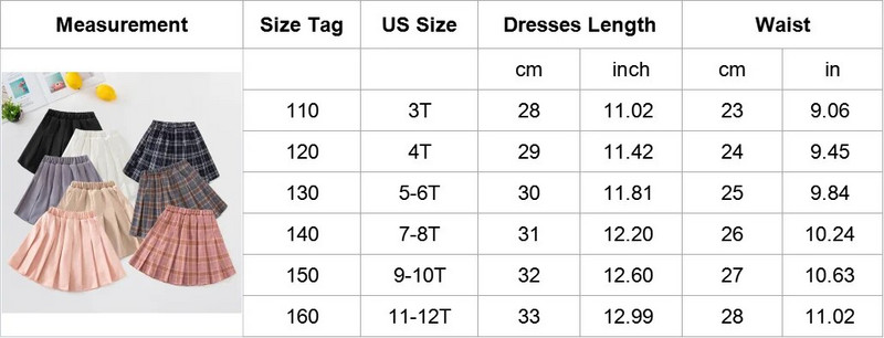 Dječja odjeća Suknje za djevojčice Karirane plise Princess 2-12 godina Dječja kratka suknja Ljetni dječji kostim Odaberite 8 boja
