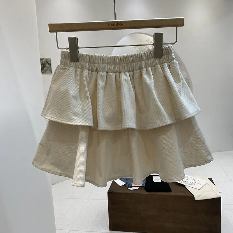 Mergaičių velvetinis sijonas vaikiškas sijonas paaugliams trumpa suknelė 2024 m. pavasario ruduo nuo 2 iki 14 metų vaikiška kieta rutulinė korėjietiško stiliaus suknelė