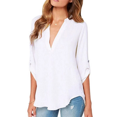 Ženske bluze, košulje, jednobojne uredske dame, bluze od šifona, topovi i bluze OL, košulje u stilu proljeće, ljeto, ženske vruće rasprodaje, velike veličine