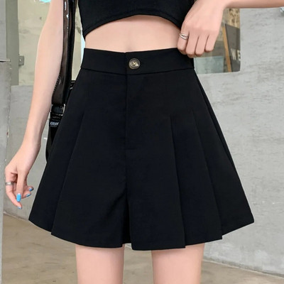 2023 Moda Birou Doamnelor Culoare Solidă Elegantă Casual Femei Vară Pliuri subțiri Pantaloni scurți cu talie înaltă Fuste Coreeană Supradimensionate 5XL