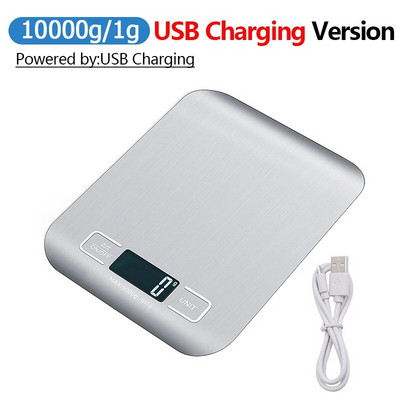 5kg/10kg įkraunamos virtuvės svarstyklės LCD ekranas nerūdijančio plieno elektroninės svarstyklės Namų papuošalai Maistas Užkandžiai Svėrimas Kepimo įrankiai