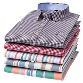 Mărimea M ~ 7XL 100% bumbac pur Oxford Cămăși pentru bărbați în carouri în dungi Cămașă cu mânecă lungă de înaltă calitate pentru bărbați Cămașă cu nasturi