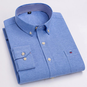 Размер M~7XL 100% чист памук Оксфорд Мъжки карирани ризи на райета Мъжки ежедневни висококачествени ризи с дълъг ръкав за мъже Риза с копчета