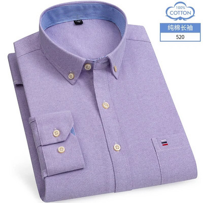 Mărimea M ~ 7XL 100% bumbac pur Oxford Cămăși pentru bărbați în carouri în dungi Cămașă cu mânecă lungă de înaltă calitate pentru bărbați Cămașă cu nasturi