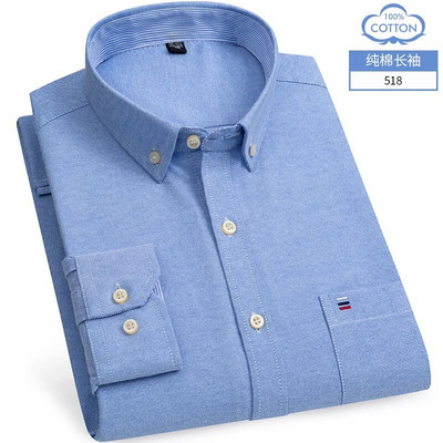 Mărimea M ~ 7XL 100% bumbac pur Oxford Cămăși pentru bărbați în carouri în dungi Cămașă cu mânecă lungă de înaltă calitate pentru bărbați Cămașă cu nasturi