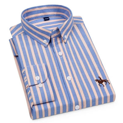 Mărimea M ~ 7XL 100% bumbac pur Oxford Cămăși pentru bărbați în carouri în dungi Cămașă cu mânecă lungă de înaltă calitate pentru bărbați Cămașă cu nasturi