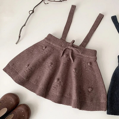 Slatka dječja pamučna suknja za djevojčice Jesen Zima Dječja dječja djevojčica Naramenice Jednobojna suknja Dječja odjeća Haljina