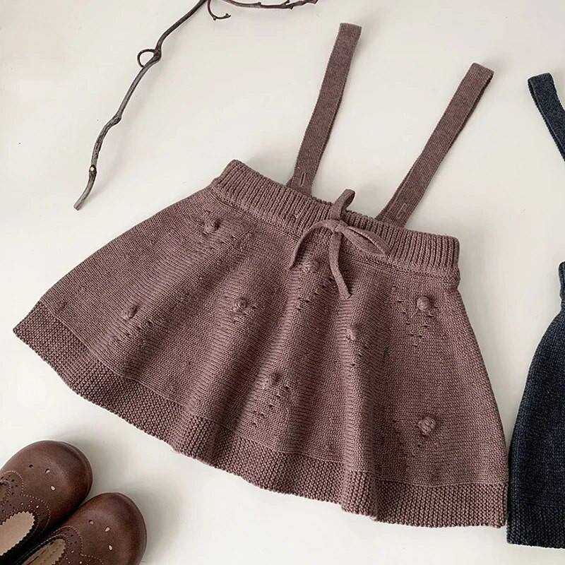 Slatka dječja pamučna suknja za djevojčice Jesen Zima Dječja dječja djevojčica Naramenice Jednobojna suknja Dječja odjeća Haljina