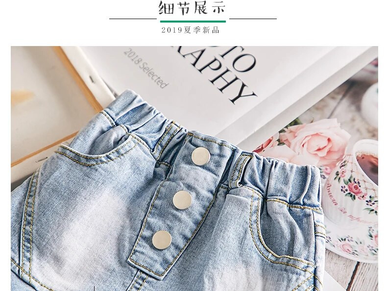 2023 m. vasaros pavasaris, džinsinis sijonas mergaitėms Tutu Madingas sijonas su raukiniais, skirtas vaikams, mergaičių apatiniai drabužiai nuo 2 iki 14 metų