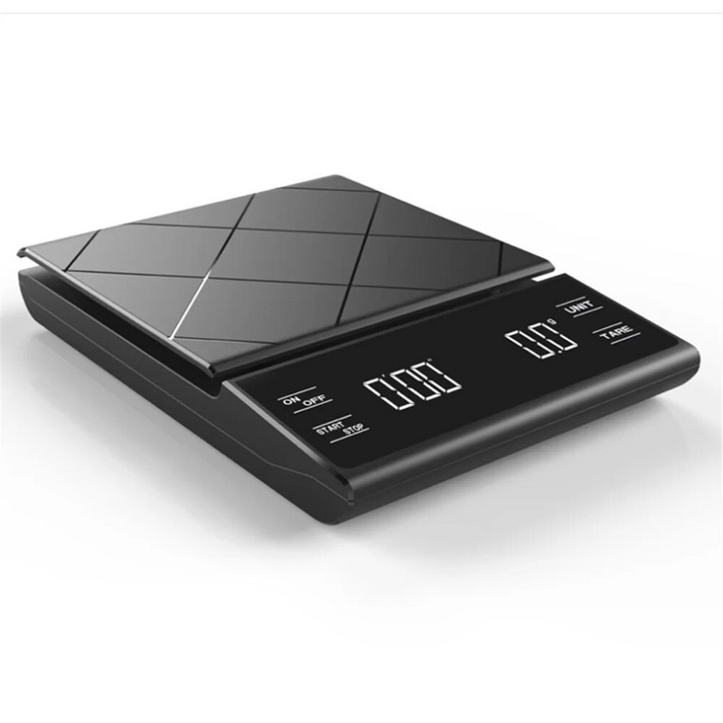 USB įkraunamos virtuvinės svarstyklės Tikslios elektroninės svarstyklės su laikmačiu Išmaniosios skaitmeninės kavos svarstyklės su maistinėmis svarstyklėmis 3KG/0,1g
