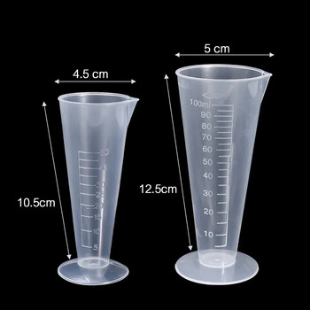 2τμχ Μεζούρα 50ml/100ml PlasticTriangular Graduate Plastic Beaker Graduated Measuring Cup for Laboratory Home Kitchen Test