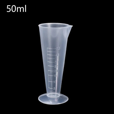 2 vnt matavimo puodelis 50 ml / 100 ml plastikinis trikampis graduotas plastikinis menzūrinis graduotas matavimo puodelis laboratoriniam namų virtuvės bandymui