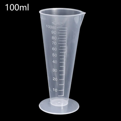 2 vnt matavimo puodelis 50 ml / 100 ml plastikinis trikampis graduotas plastikinis menzūrinis graduotas matavimo puodelis laboratoriniam namų virtuvės bandymui