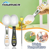 Cantar electronic de bucatarie 2 in 1, LCD, masurare digitala pentru mancare, cantar digital cu lingura, instrument de bucatarie, termometru pentru alimente