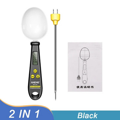 Cantar electronic de bucatarie 2 in 1, LCD, masurare digitala pentru mancare, cantar digital cu lingura, instrument de bucatarie, termometru pentru alimente