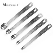 5 vnt./rinkinys Nerūdijančio plieno kavos matavimo šaukštai Mažas matavimo šaukštelis Kelių dydžių arbatos prieskonių matavimo šaukštas Virtuvės įrankiai