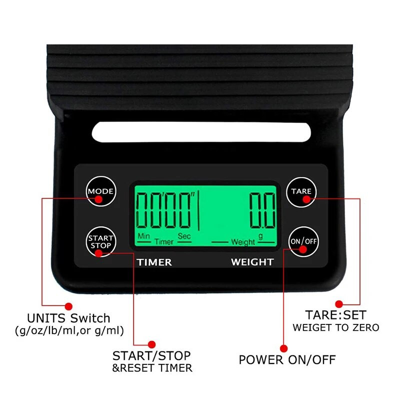Walfos 3000g/0,1g 5000g/0,1g virtuvės maisto svarstyklės su laikmačiu, didelio tikslumo daugiafunkcinės saugios svarstyklės Skaitmeninis LCD svorio įrankis