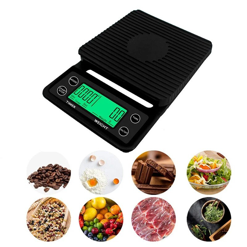 Walfos 3000g/0,1g 5000g/0,1g virtuvės maisto svarstyklės su laikmačiu, didelio tikslumo daugiafunkcinės saugios svarstyklės Skaitmeninis LCD svorio įrankis