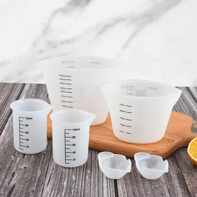 Силиконова мерителна чаша с прозрачна скала Food Grade Durable незалепващо DIY торта от епоксидна смола Изработка на бижута Кухненски инструменти за печене