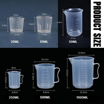 2τμχ 20-1000ml Μεζούρες για εργαστηριακά προμήθειες Υγρό βαθμολογημένο δοχείο Ποτήρι οικιακής κουζίνας Πλαστικό εργαλείο μαγειρέματος