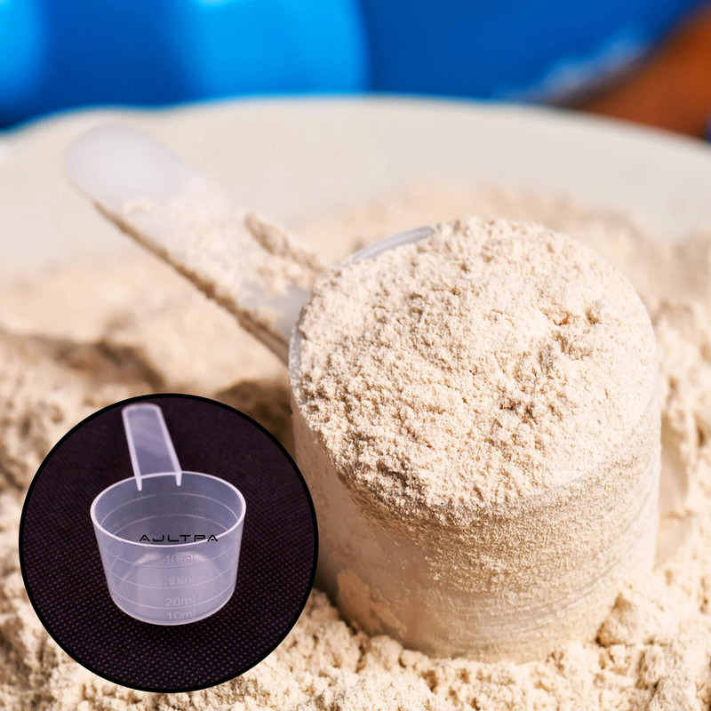 20 g šaukštas atskirai supakuotas 40 ml plokščiadugnis šaukštas 20 g matavimo šaukštas su permatomu plastikiniu matavimo šaukštu 40 ml