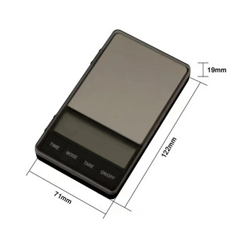 Mini Pocket Coffee Scale Timer 1000 x 0,1g Ψηφιακή Ζυγαριά Gram Μεγάλη οθόνη LCD Ζυγαριά Espresso Tare Χρυσά Κοσμήματα Ζυγαριές