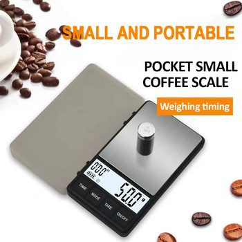 Mini Pocket Coffee Scale Timer 1000 x 0,1g Ψηφιακή Ζυγαριά Gram Μεγάλη οθόνη LCD Ζυγαριά Espresso Tare Χρυσά Κοσμήματα Ζυγαριές