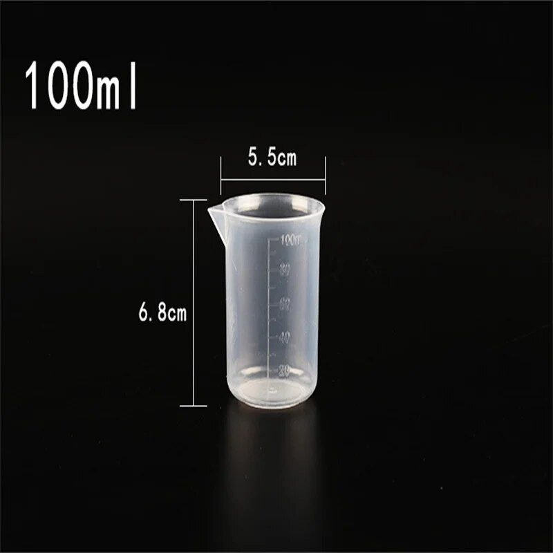 100 ML plastikinis graduotas matavimo puodelis, skystis, epoksidinės dervos, silikono gamybos įrankis, skaidrus maišymo puodelio įrankiai