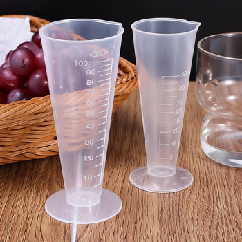 100ML пластмасова мерителна чаша, прозрачна везна, мерителна чаша, накрайник за изливане без дръжка, контейнер за течности за кухненски бар консумативи