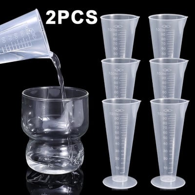 100ML пластмасова мерителна чаша, прозрачна везна, мерителна чаша, накрайник за изливане без дръжка, контейнер за течности за кухненски бар консумативи