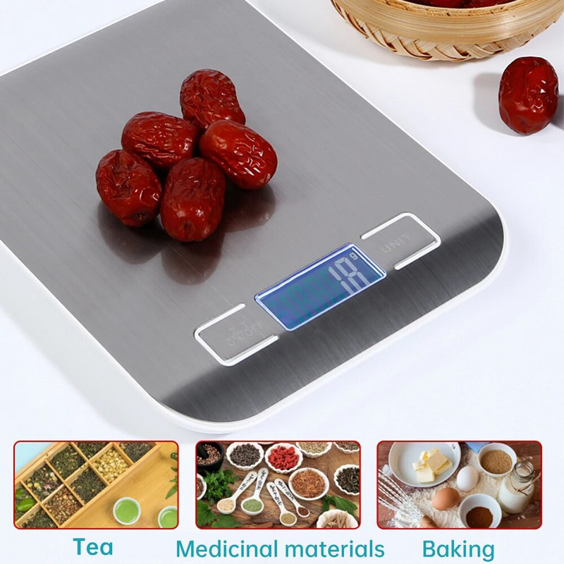 5/10KG elektronička kuhinjska vaga od nehrđajućeg čelika s digitalnim zaslonom za nakit Vaga za hranu prijenosna električna vaga za kuhinju