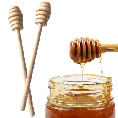 2 bucăți bară de amestecare cu miere din lemn cu mâner lung, băț practic pentru amestecarea mierii, borcan, consumabile linguri pentru cafea, lapte, ceai, instrument de bucătărie