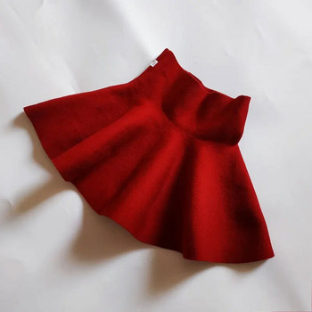 Ученическа плетена плисирана пола за момичета есен зима перла Детско облекло момичешки поли Червена висока талия Детска пола с волани за момичета