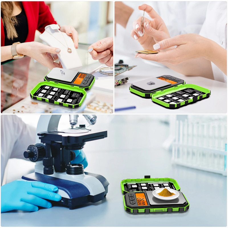 Skaitmeninės svarstyklės 200 g/0,01 g nešiojamos mini elektroninės svarstyklės Tikslios profesionalios svarstyklės Kišeninės svarstyklės su 50 g kalibravimo svoriais