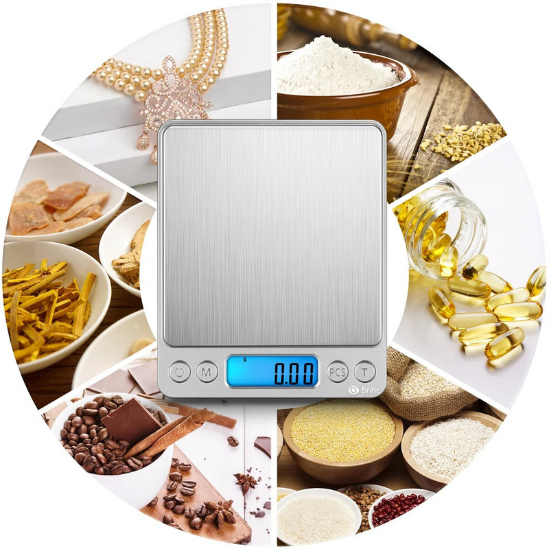 ORIA Digitalna kuhinjska vaga 500g/ 0,01g Mini džepna vaga za nakit Prijenosni LCD zaslon Vaga za kuhanje hrane