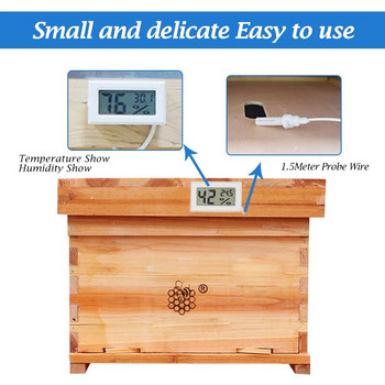 Μίνι μελισσοκομικής κυψέλης Βολικό ψηφιακό υγρόμετρο LCD θερμόμετρο με αισθητήρα παρακολούθησης οθόνης ανιχνευτή υγρασίας