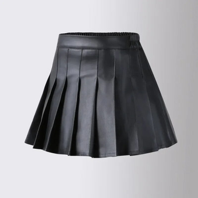 Δερμάτινη φούστα για κορίτσια Τέσσερις εποχές Ψηλόμεση μαύρη φούστα σε γραμμή Α με πλισέ για παιδιά Μόδα Παιδική εφηβική φούστα 3-16 ετών