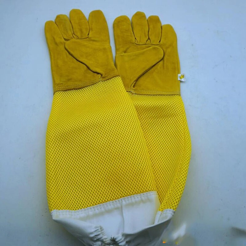 1 par Beekeeper Prevent Gloves Protective Sleeves Ventilated Professional Anti Bee For Apiculture Beekeeper Beehive Yellow