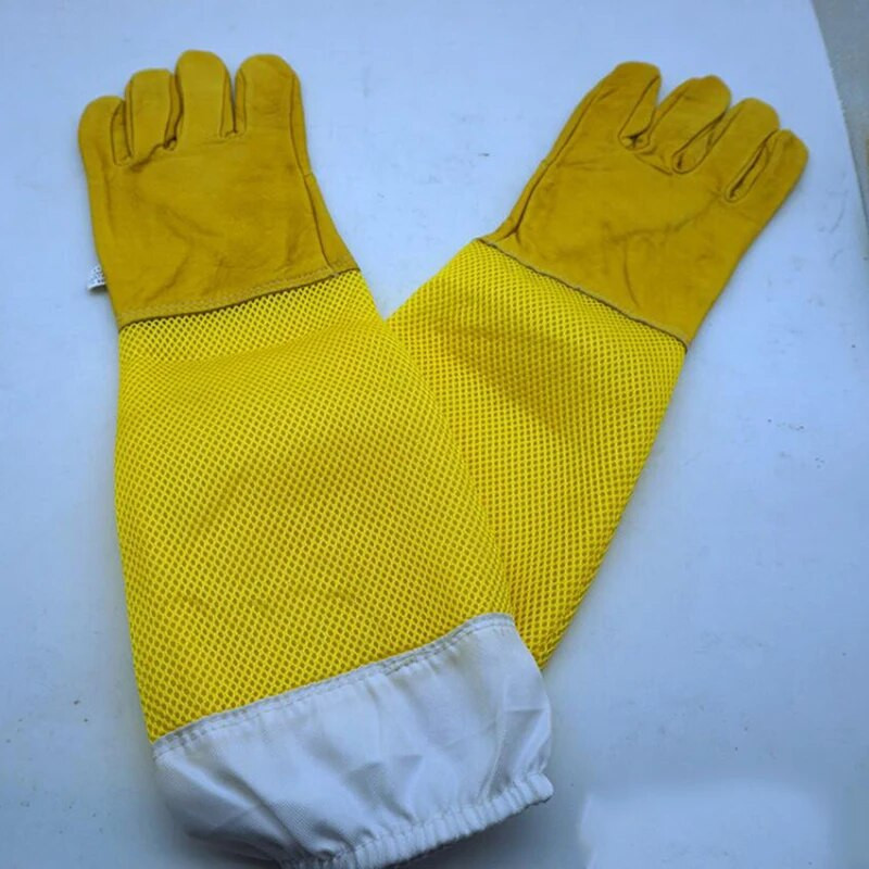 1 par Beekeeper Prevent Gloves Protective Sleeves Ventilated Professional Anti Bee For Apiculture Beekeeper Beehive Yellow