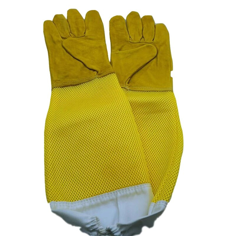 1 par Beekeeper Prevent Gloves Protective Sleeves Ventilated Professional Anti Bee For Apiculture Beekeeper Beehive Yellow