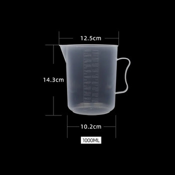 Лабораторна пластмасова мерителна чаша, чаша за чаша 1000 ml, градуирана тестова чаша, обемни мерителни чаши, кухненска лаборатория