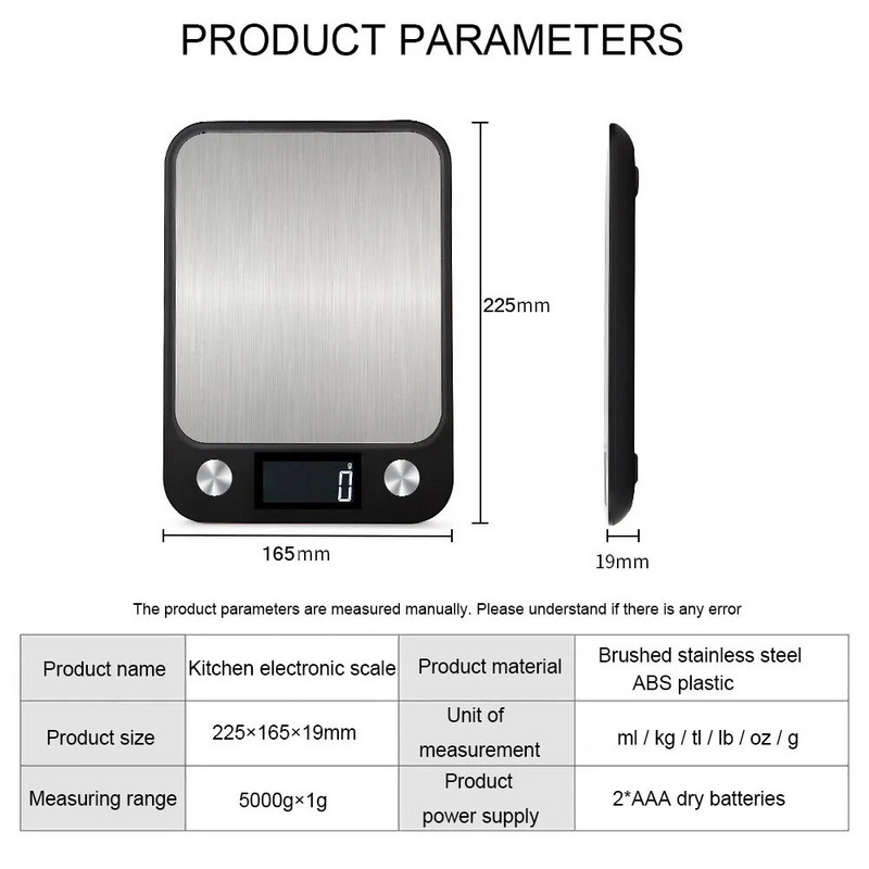 Cantar de bucatarie 15Kg/1g Coacerea Cantarirea alimentelor Balanta de cafea Cantar digital inteligent electronic Design din otel inoxidabil pentru gatit