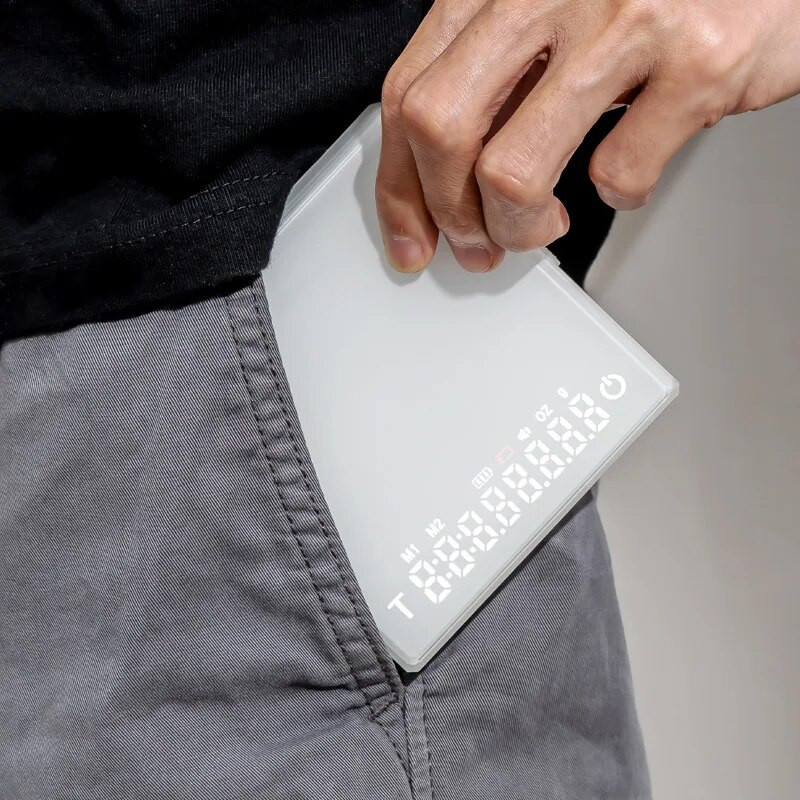 Mažos espreso kavos virtuvės svarstyklės Mini Smart Timer USB 2kg/0.1gg/oz/ml Pad Vyro Moteris Dovanų skaitmeninės svarstyklės