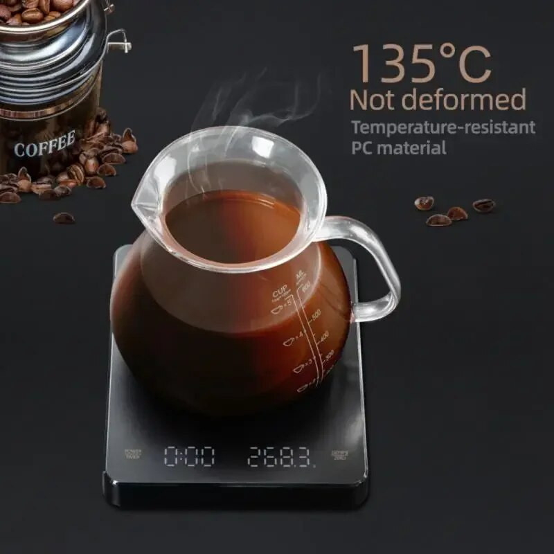 Ugrađeno punjenje baterije Elektronička vaga Ugrađeni automatski mjerač vremena Pour Over Espresso Pametna vaga za kavu Kuhinjske vage 3 kg 0,1 g