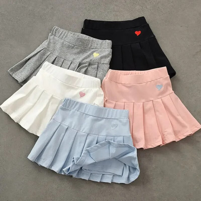 Summer Fashion 3 4 6 8 9 10 12  15Years Cotton School Children Clothing Dance Training For Lovey Baby Girls Skirt With Shorts
