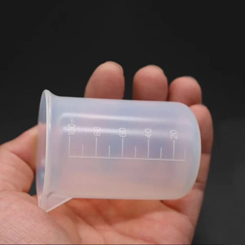 Silikoninis pasaulis 100 ml silikoninis matavimo puodelis su skaidriomis svarstyklėmis, epoksidinės dervos mišrus puodelis, nelimpantis „pasidaryk pats“ papuošalų kūrimo virtuvės įrankiai