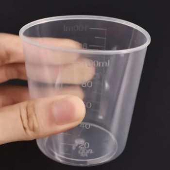 1/5 бр. 100 мл пластмасови градуирани мерителни чаши Епоксидна смола Изкуство за смесване с кола маска Кухненски чаши Кана за течна мярка Контейнер за чаша