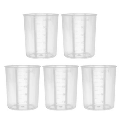 1/5 vnt 100 ml plastikiniai graduoti matavimo puodeliai epoksidinės dervos maišymo menas vaškavimas virtuvės stiklinės Skysčio matavimo ąsočio puodelio talpykla