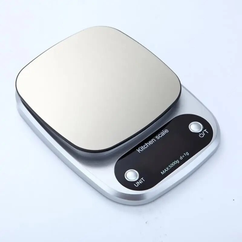 Kuhinjska vaga za kućanstvo, elektronička vaga za hranu, vaga za pečenje, mjerni alat, platforma od nehrđajućeg čelika s LCD zaslonom 5 kg/0,1 g
