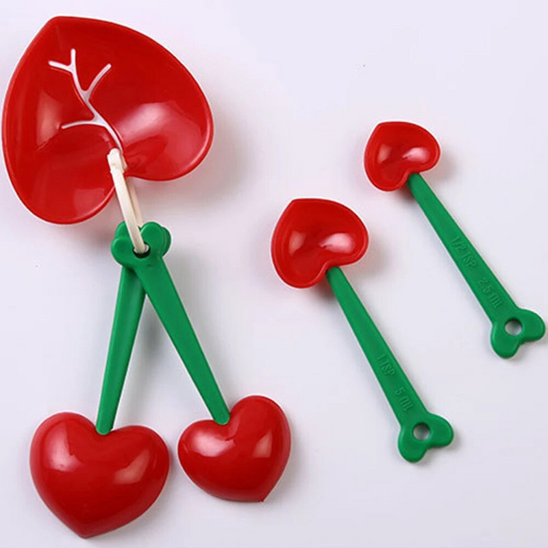 5vnt/komplektas Širdies formos matavimo šaukštas Kaušelis virtuvės įrankis „Pasidaryk pats“ kiaušinio baltymo separatorius Daugiafunkcis matavimo puodeliai Matavimo šaukštas